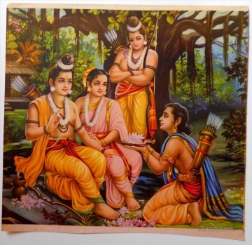 人気のインド料理 Painting - ラムと妻シータ インド出身の兄弟ラクスマンとバーラト